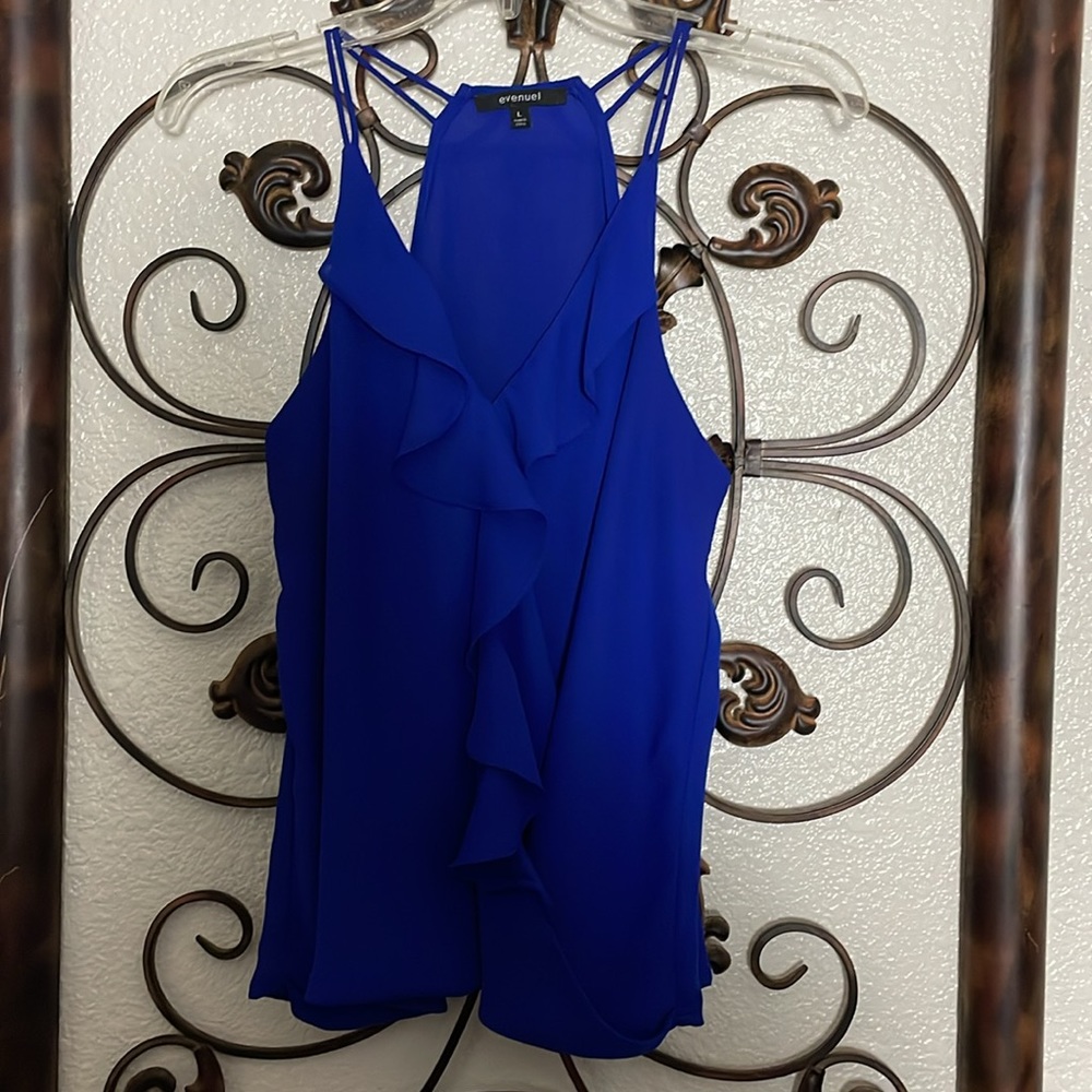 Women’s size large evenuel blue spaghetti strap blouse